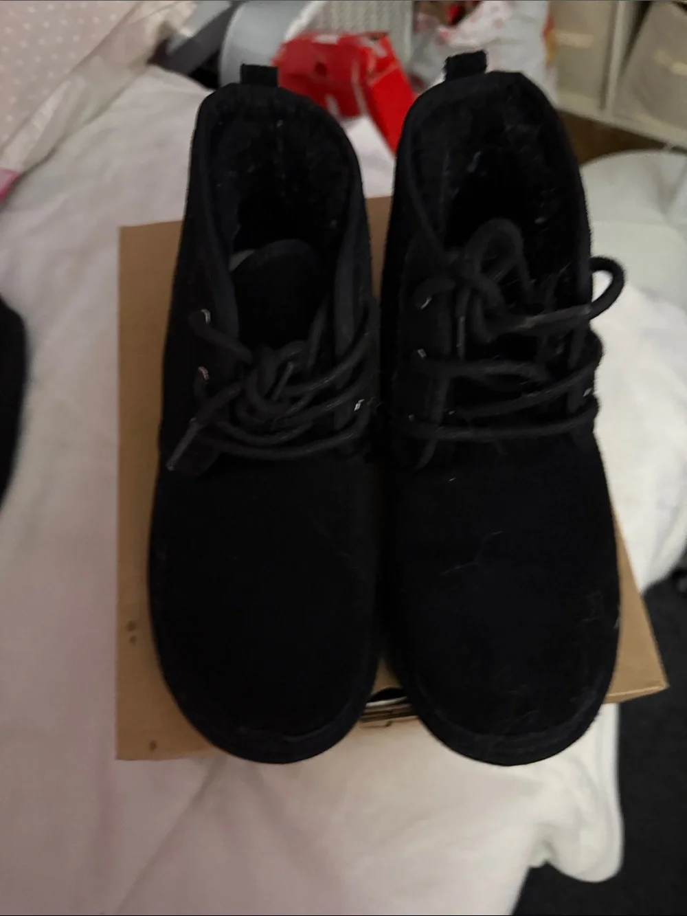 UGG Kids Black Lace-Up Ankle Boots
